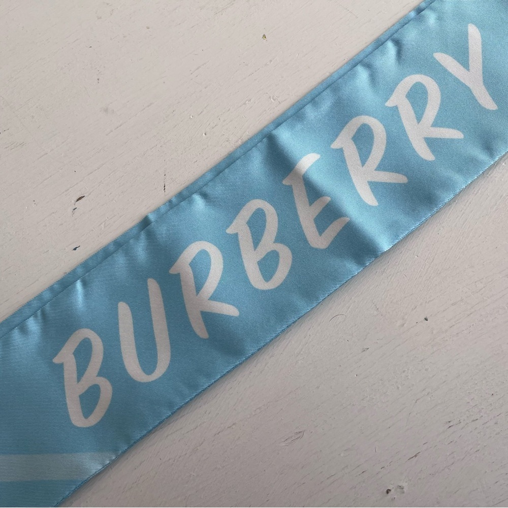 BURBERRY Skinny Silk Scarf- Topaz Blue - Picture 4 of 13